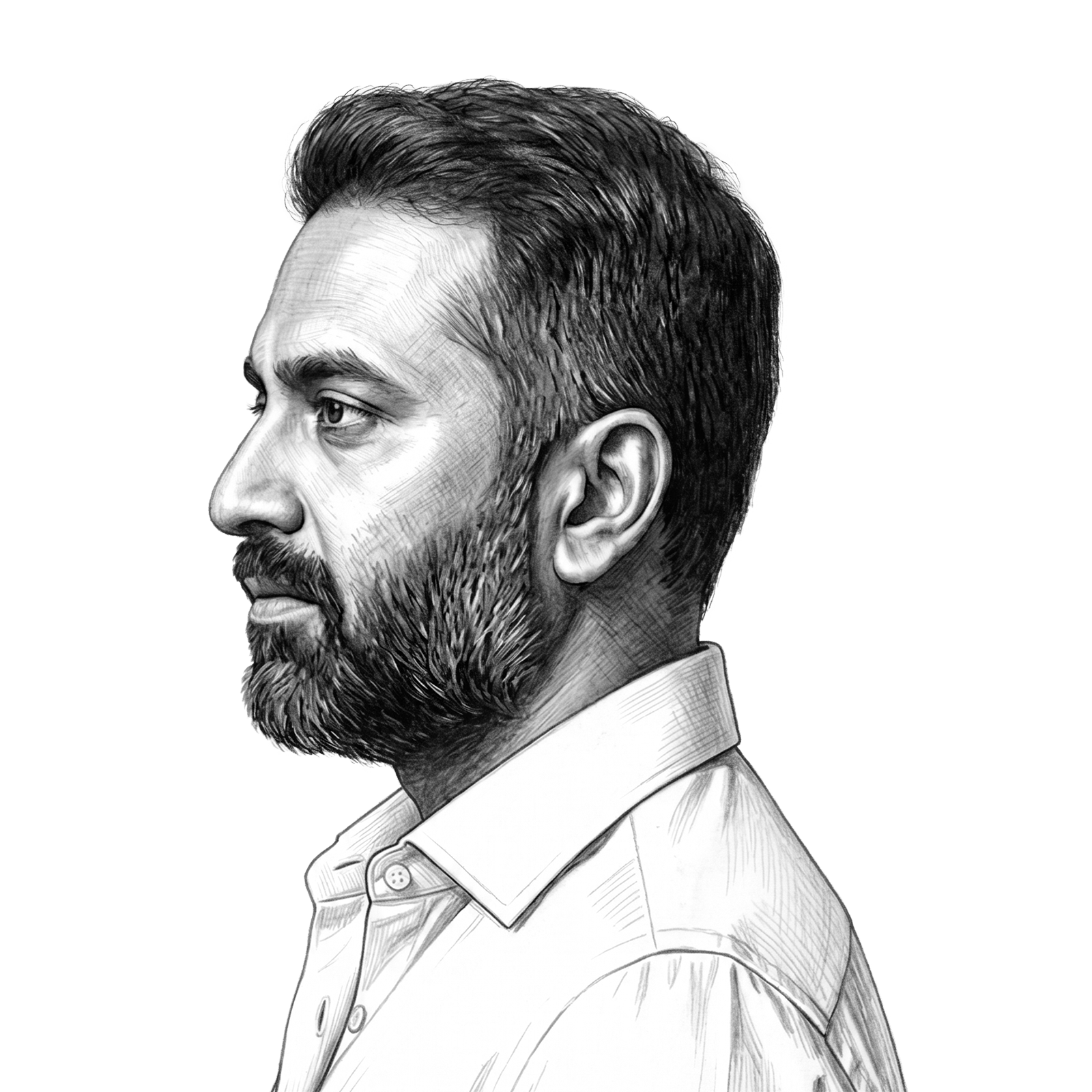 Illustration of a confident business leader in profile, representing executive presence, leadership insight, and professional development through RHR’s Leadership Assessment, Coaching, and Development Solutions.
