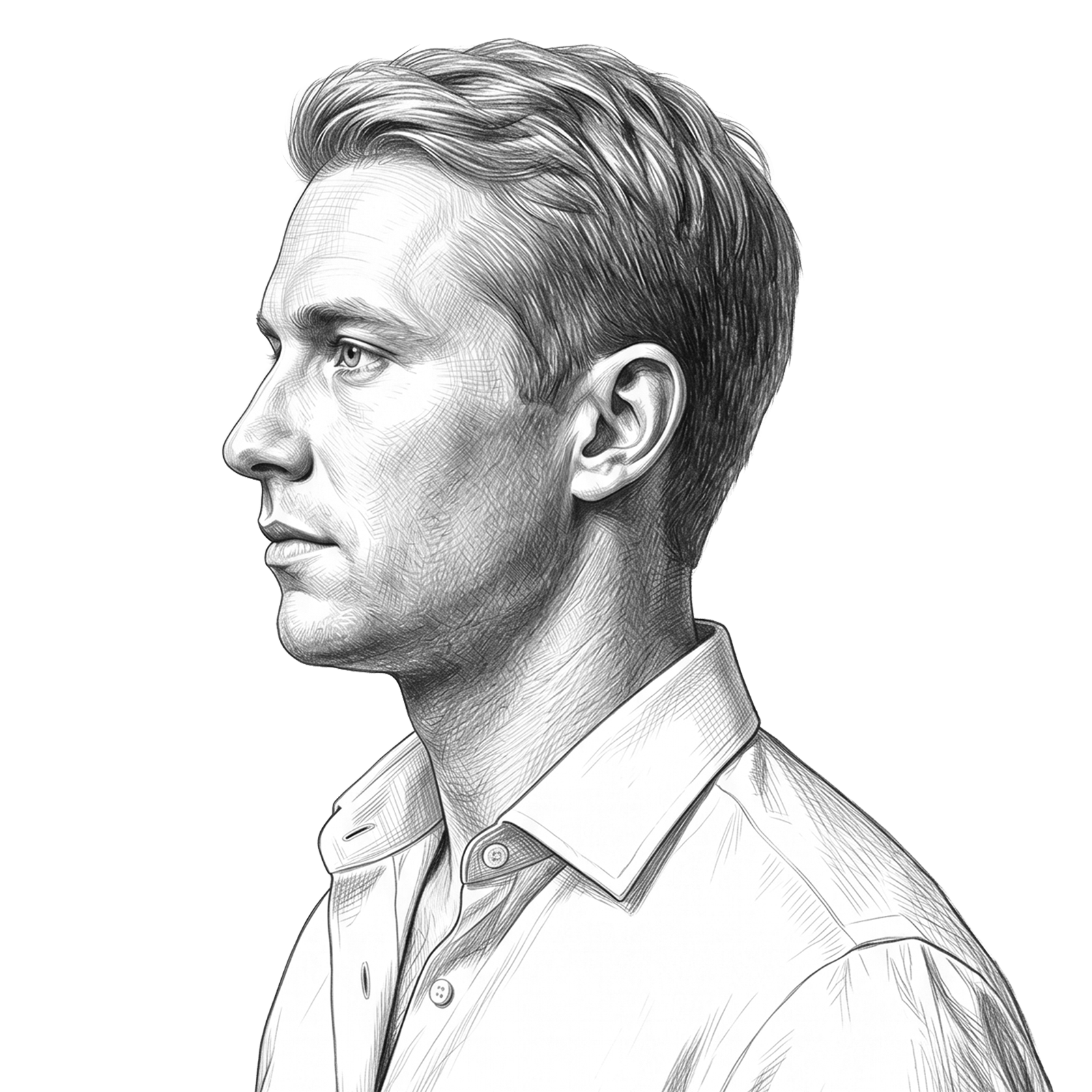 Illustration of a confident business leader in profile, representing executive presence, leadership insight, and professional development through RHR’s Leadership Assessment, Coaching, and Development Solutions.