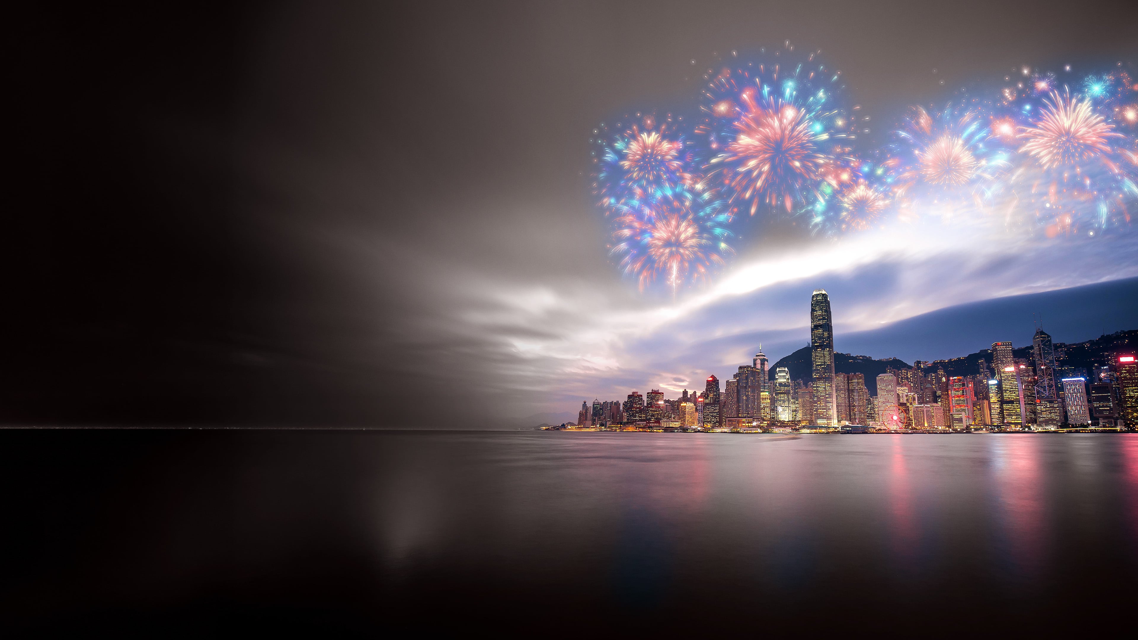 Fireworks over a city skyline, representing RHR’s industry recognition for leadership consulting and the impact of leadership.