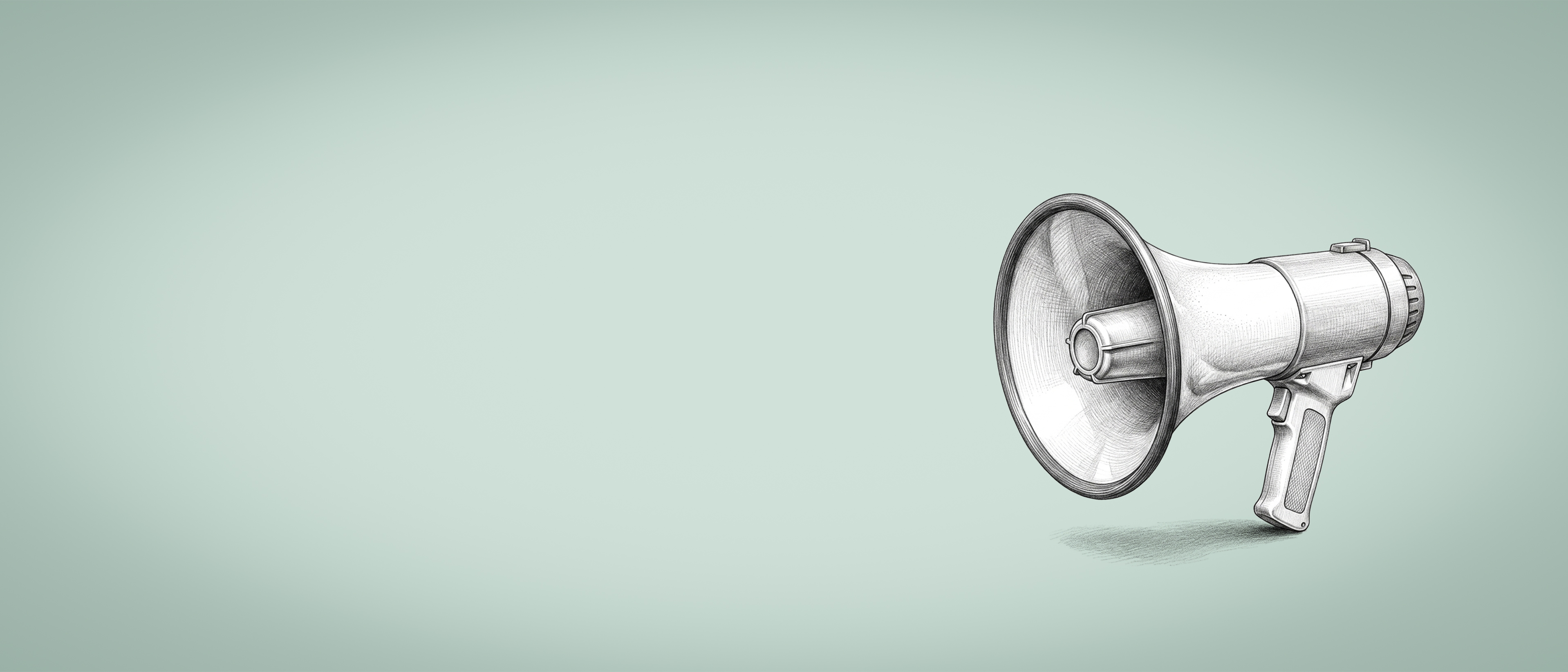 Megaphone illustration representing RHR’s announcement of a brand refresh for a new era of leadership complexity.